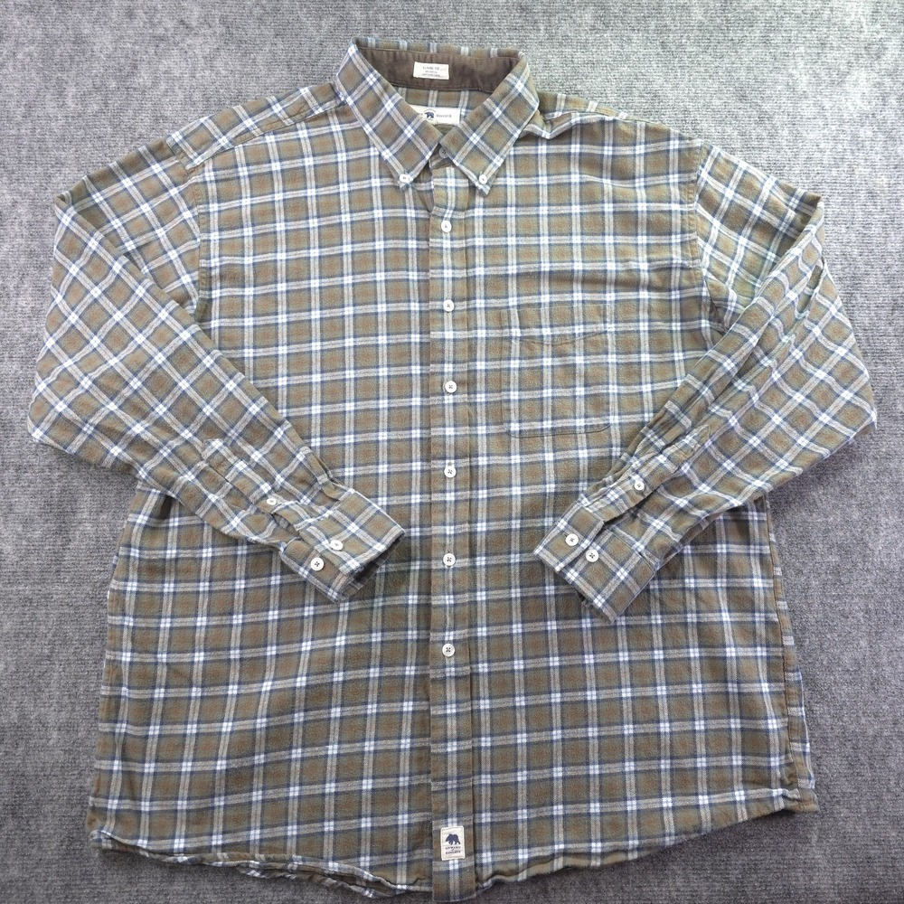 Onward Reserve Flannel Shirt XL‎ Green Blue Check Long Sleeve Button Down